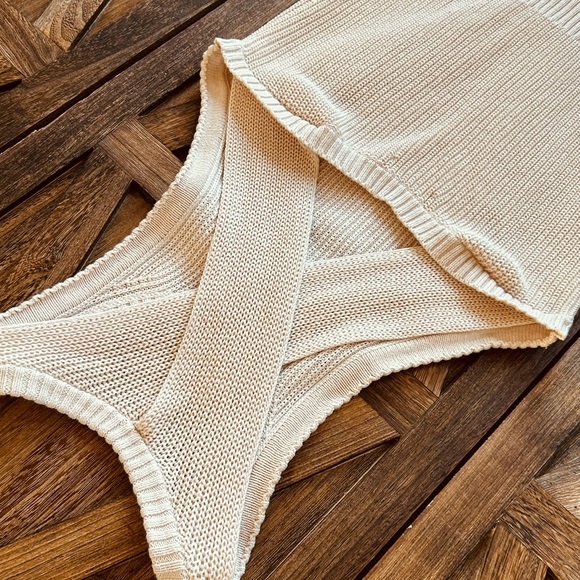 J. Crew sz M Cotton Cashmere Ivory Sleeveless Knit Top - Picture 4 of 7